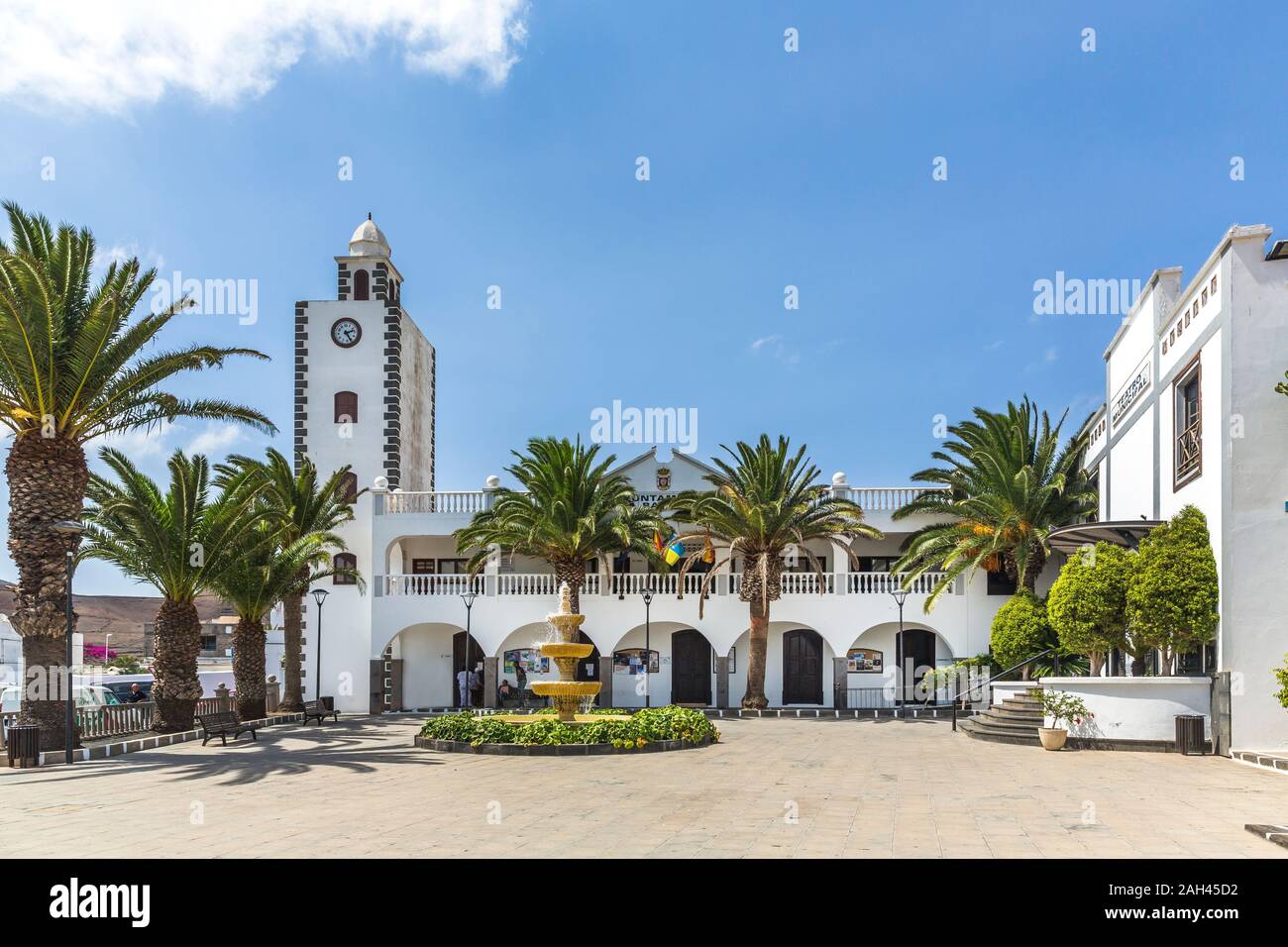 Spain, Balearic Islands, Lanzarote, San Bartalome, Townhall and city theater Stock Photo