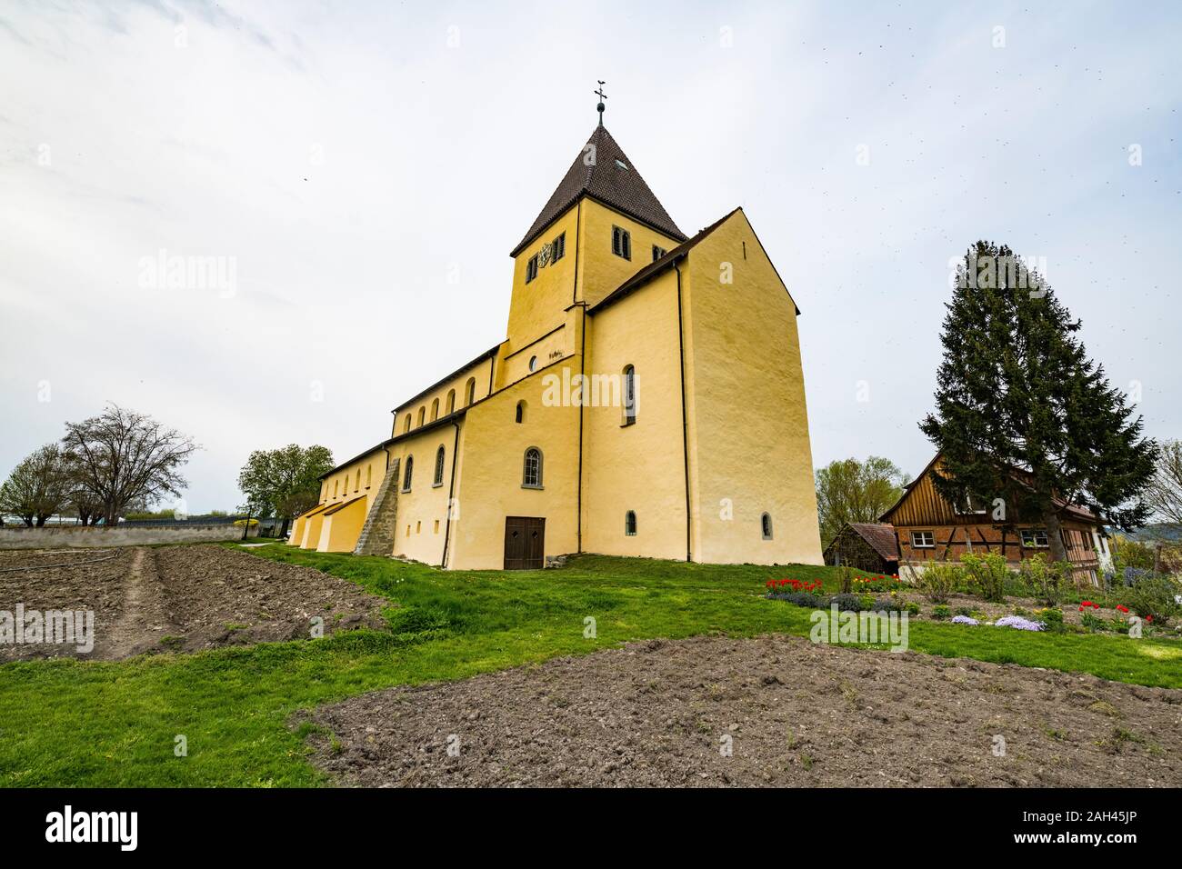 Germany, Reichenau Island, Reichenau-Oberzell, Exterior of St. Georg church Stock Photo