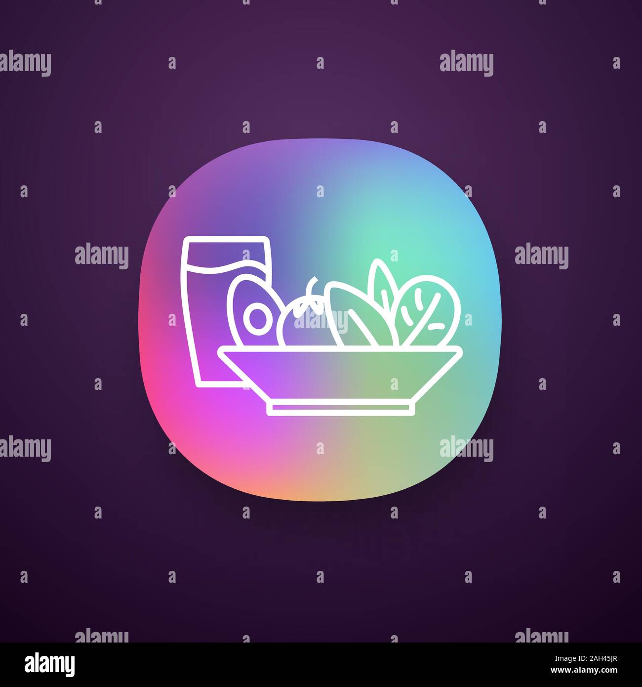 Salad and cold drink app icon. Healthy nutrition. Salad bar. Vegetarian food. Restaurant or cafe