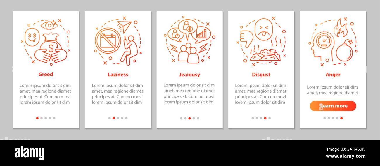 Human feelings onboarding mobile app page screen with linear concepts ...