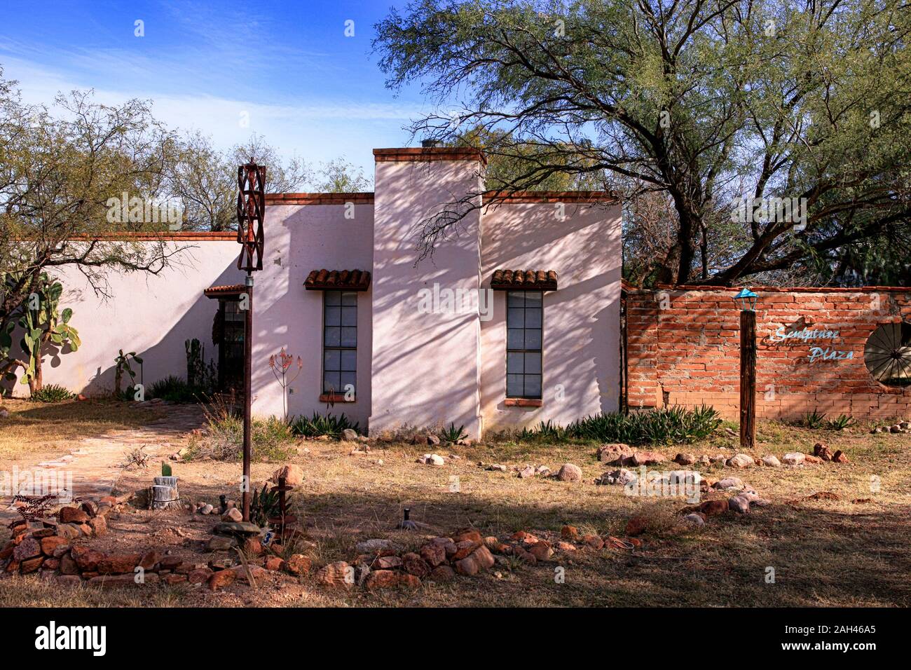 A delapidated artist's sculpture Plaza in old Tubac, Arizona Stock Photo