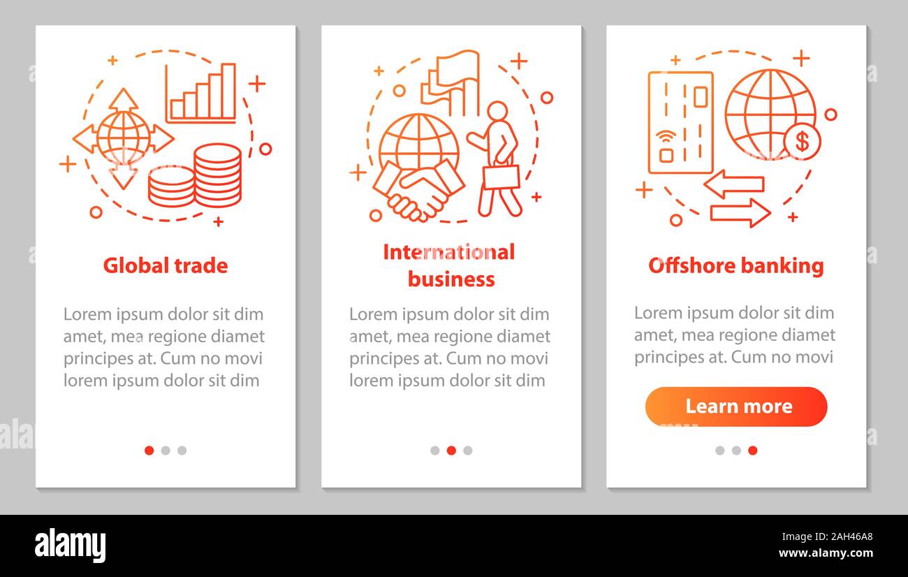 International relations onboarding mobile app page screen with linear ...
