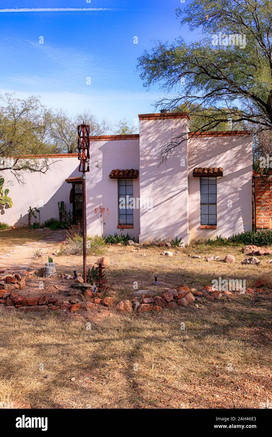 A delapidated artist's sculpture Plaza in old Tubac, Arizona Stock Photo