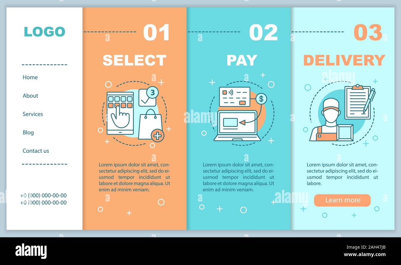 Online shopping onboarding mobile web pages screens vector template ...
