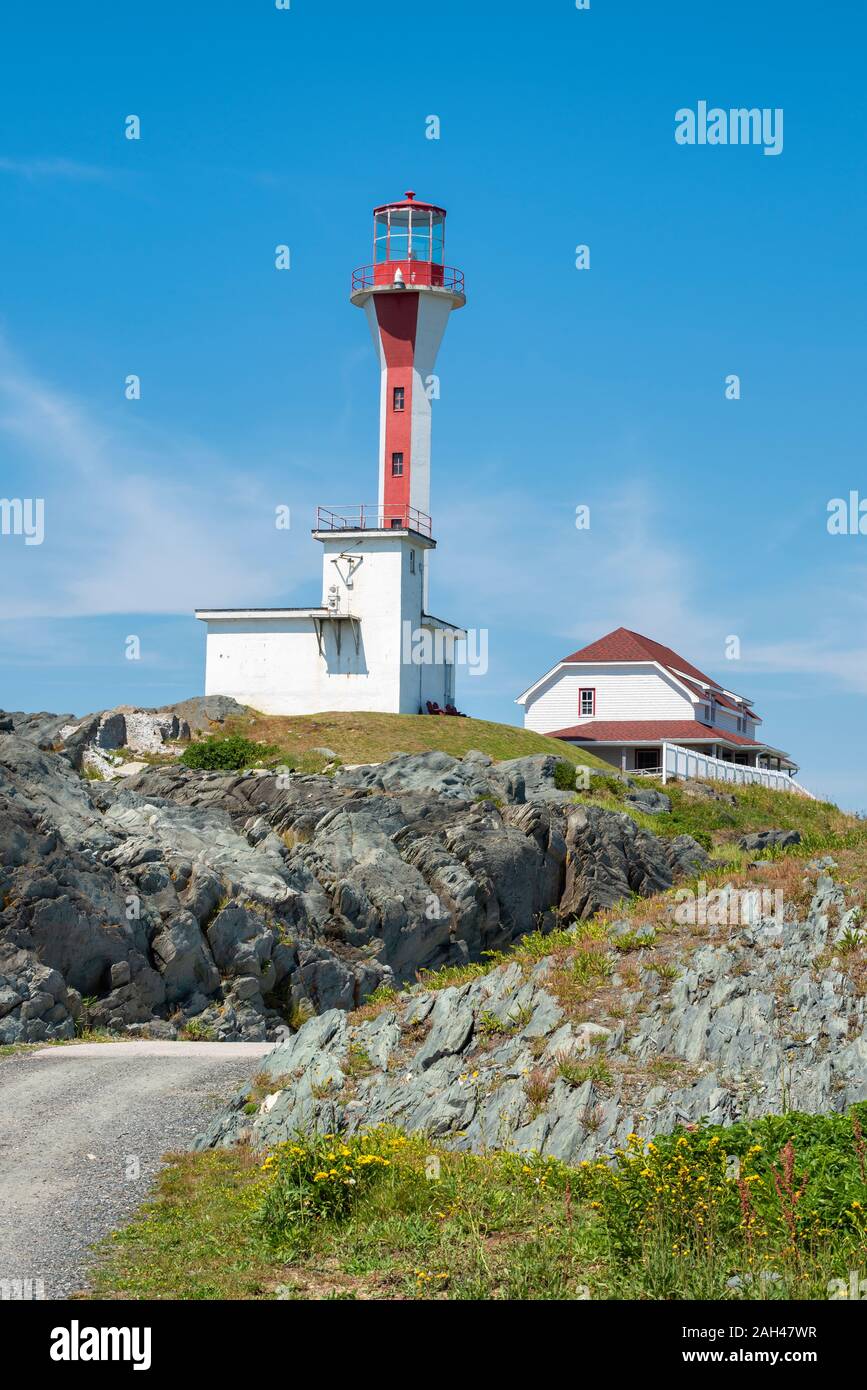 Canada, Nova Scotia, Yarmouth, Cape Forchu Lighthouse Stock Photo
