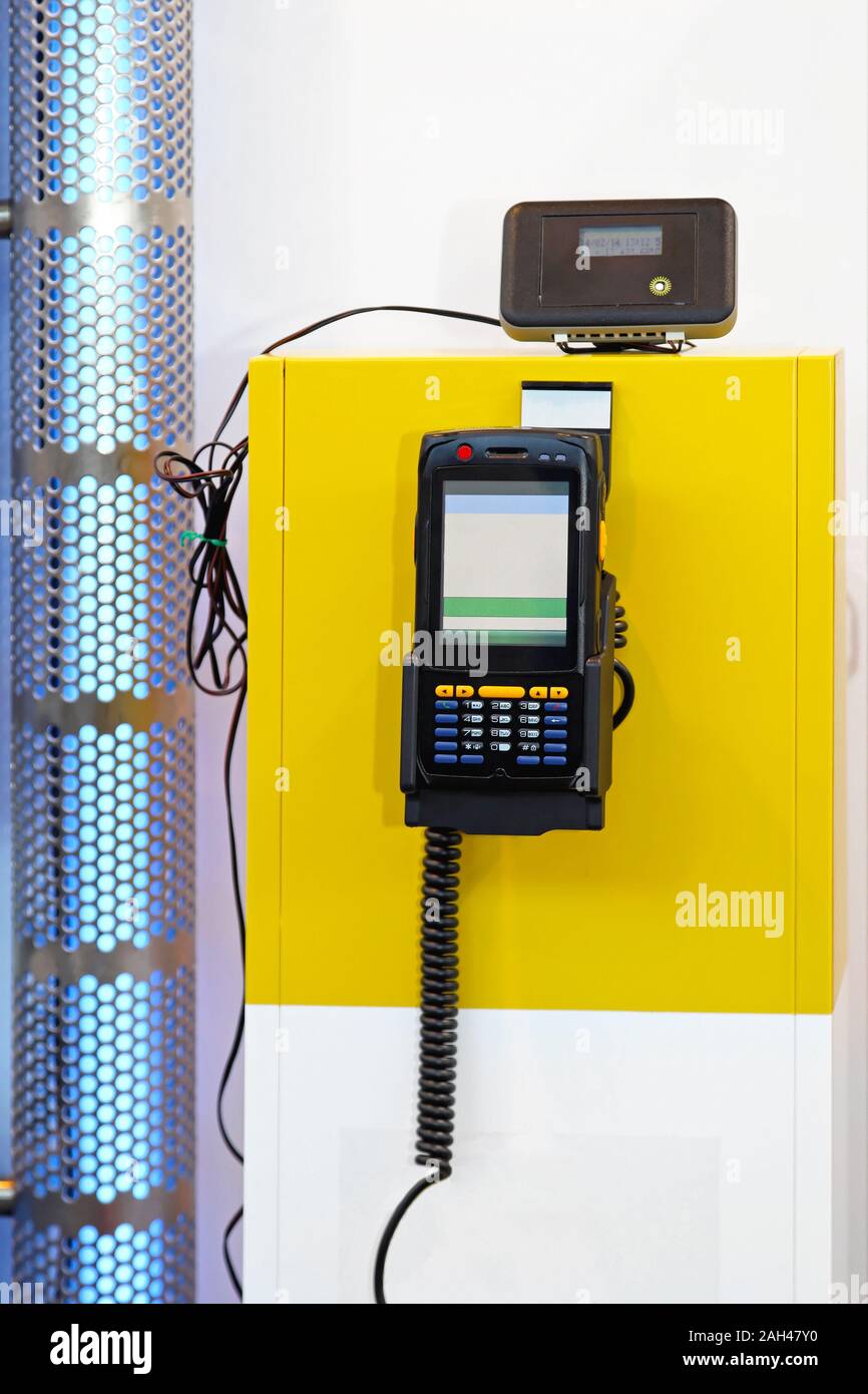 Handheld barcode scanner for use in distribution warehouse Stock Photo Alamy