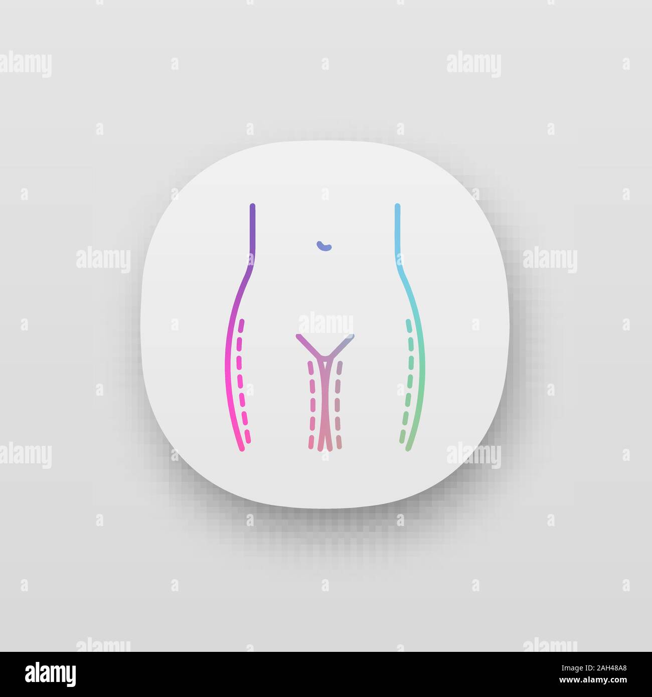 Thigh lift surgery app icon. Plastic surgery. Thigh and hips liposuction. UI/UX user interface