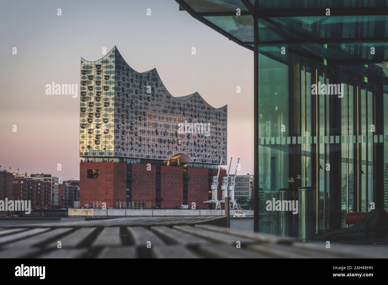 Germany, Hamburg, View from Stage Theater to Elbphilharmonie Stock Photo