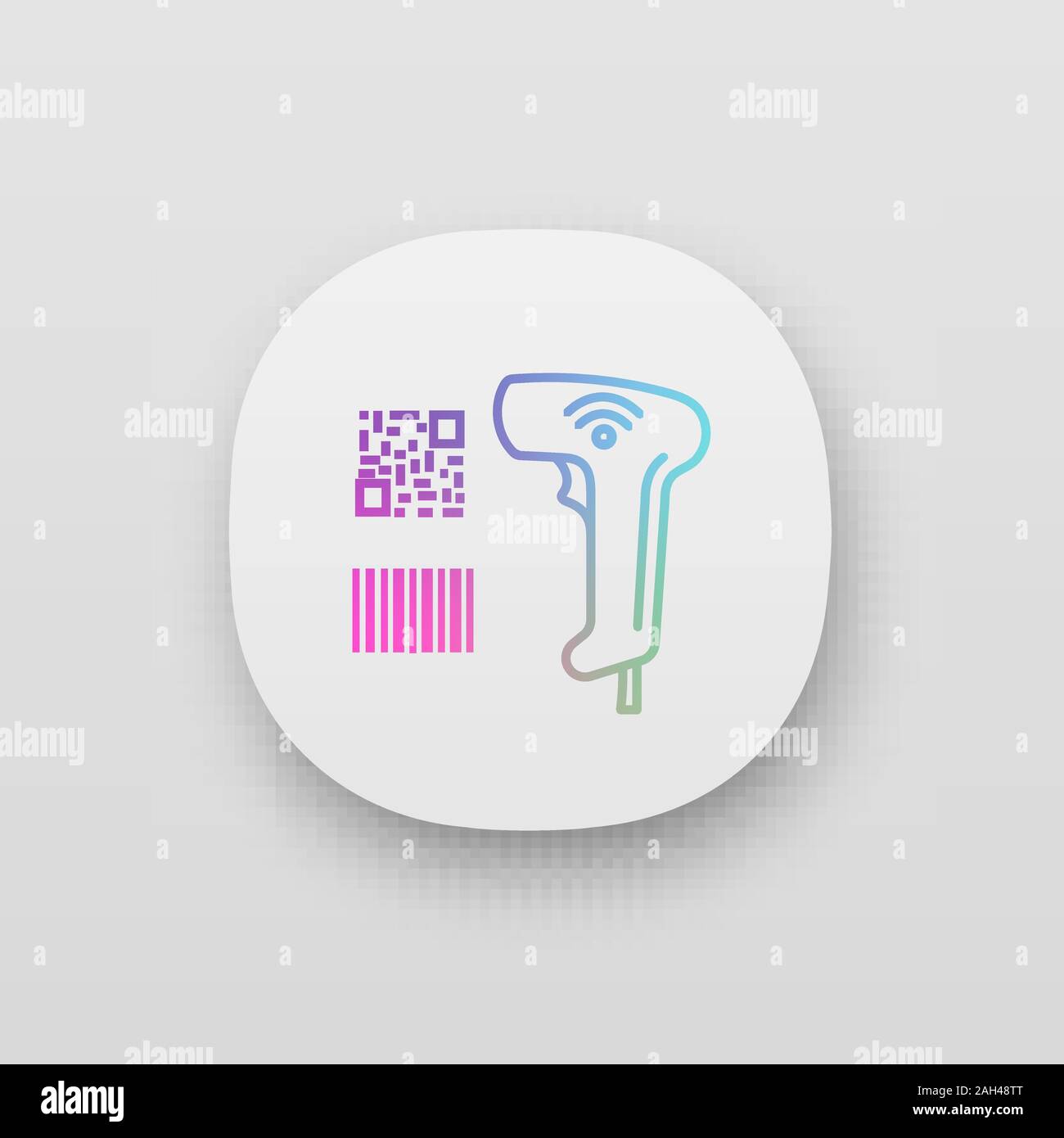 Barcode, QR code scanner app icon. Wifi linear and matrix barcodes handheld reader. QR codes and