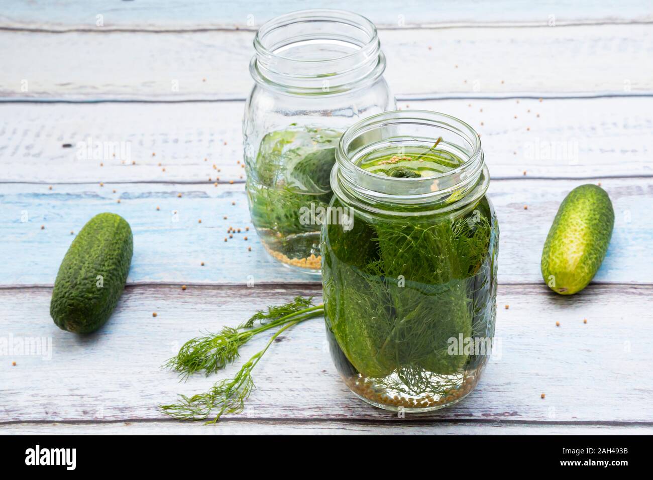 Pickled dill pickles with mustard seeds Stock Photo Alamy