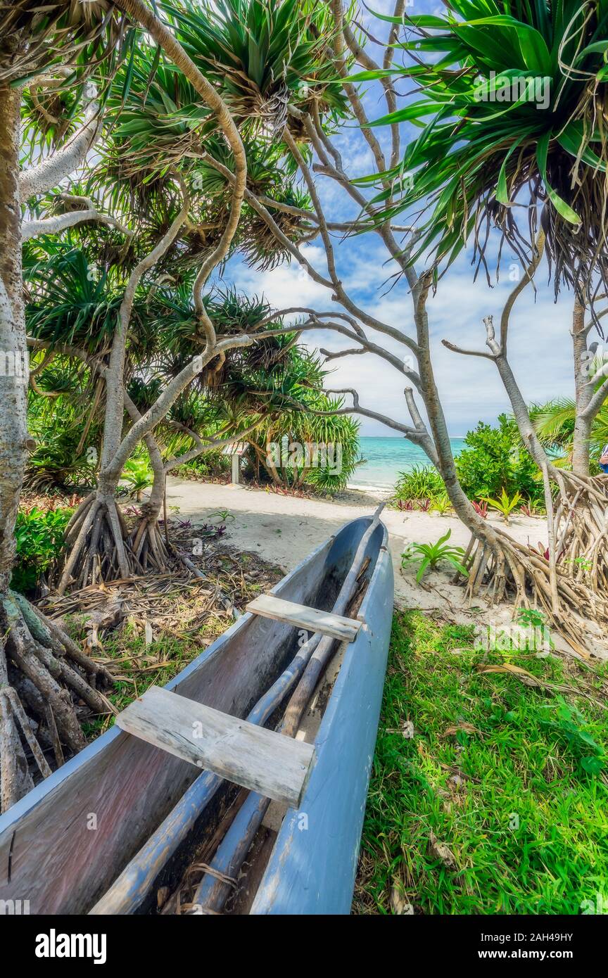 Vanuatu, Mystery Island, beach, south pacific, wooden boat Stock Photo