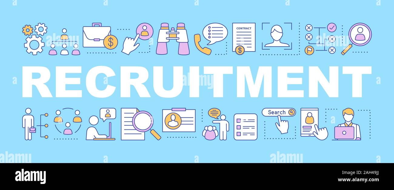 Recruitment word concepts banner. Emloyment. HR management. Headhunting ...