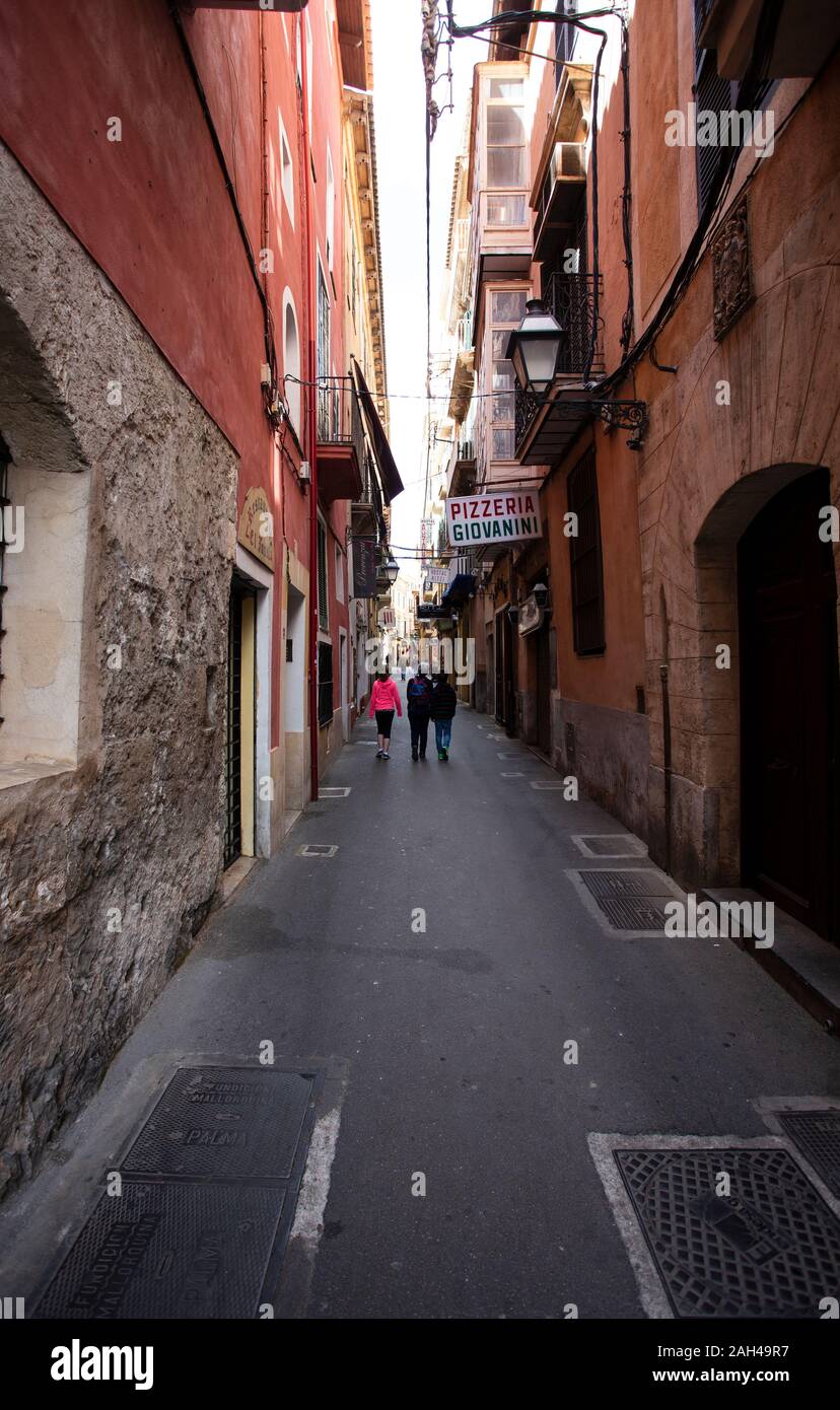 A narrow alleyway in the city of Palma, Majorca, Spain. Stock Photo