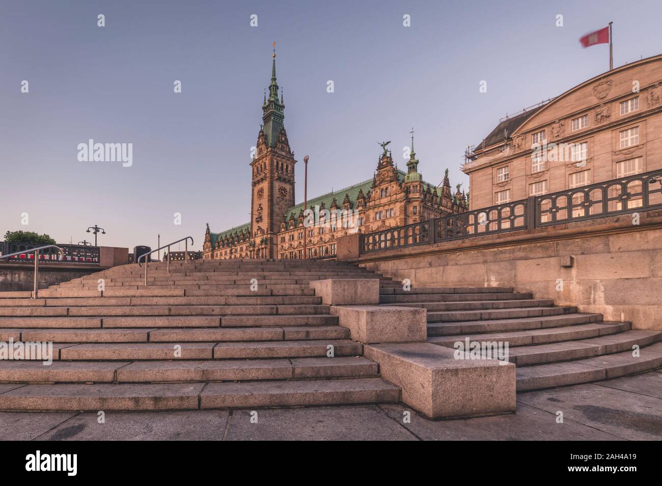 Germany, Hamburg Town Hall in morning light Stock Photo