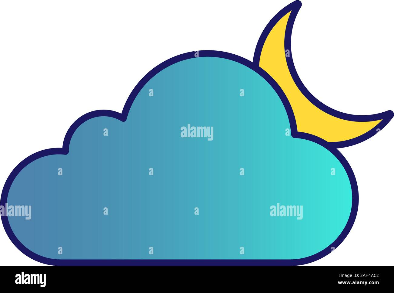 Cloudy Night Color Icon Partly Cloudy Night Clouds And Moon Weather Forecast Isolated Vector Illustration Stock Vector Image Art Alamy