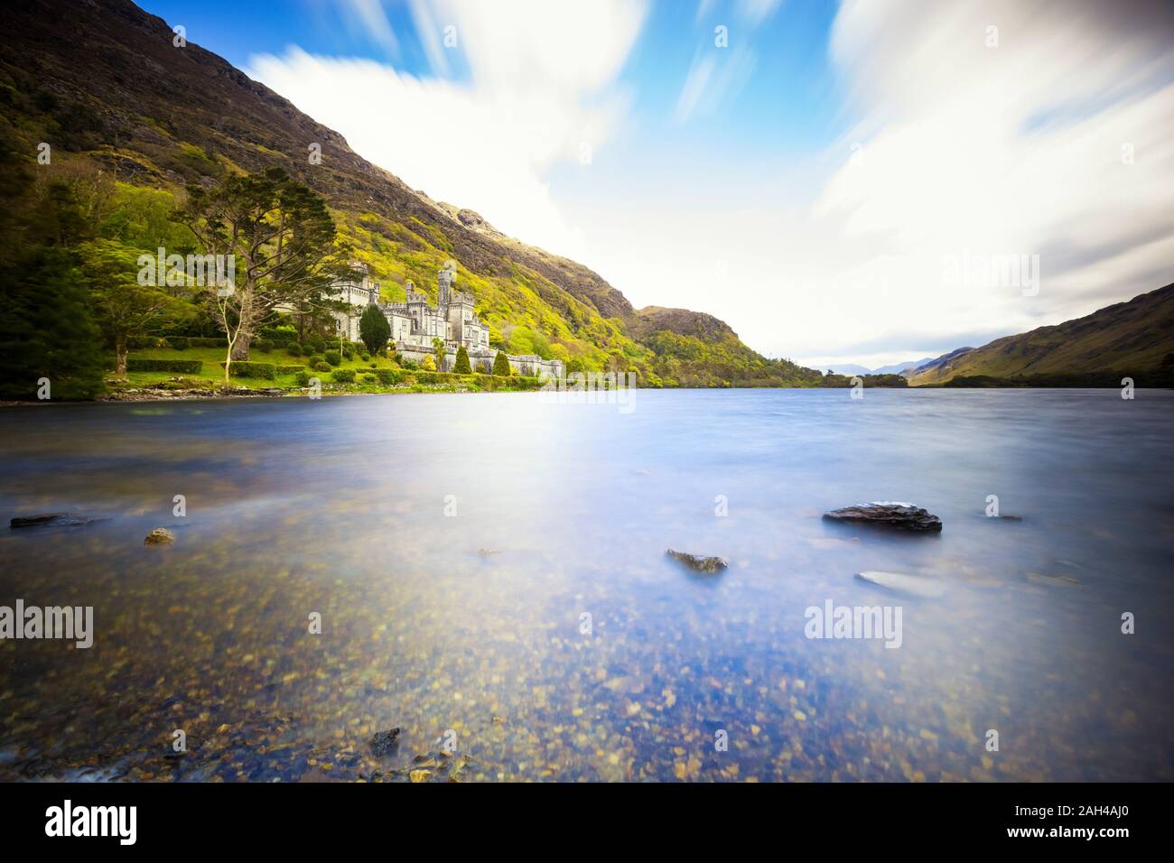 Ireland, Long exposure of clear lake Stock Photo