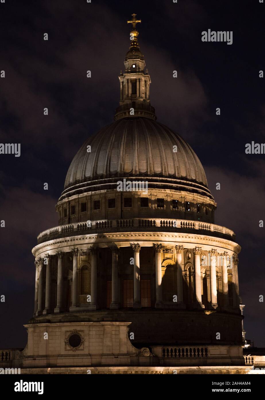 The Dome, St Paul's Cathedral, Night Time, London, Landscape, The City of London, England, UK, GB. Stock Photo