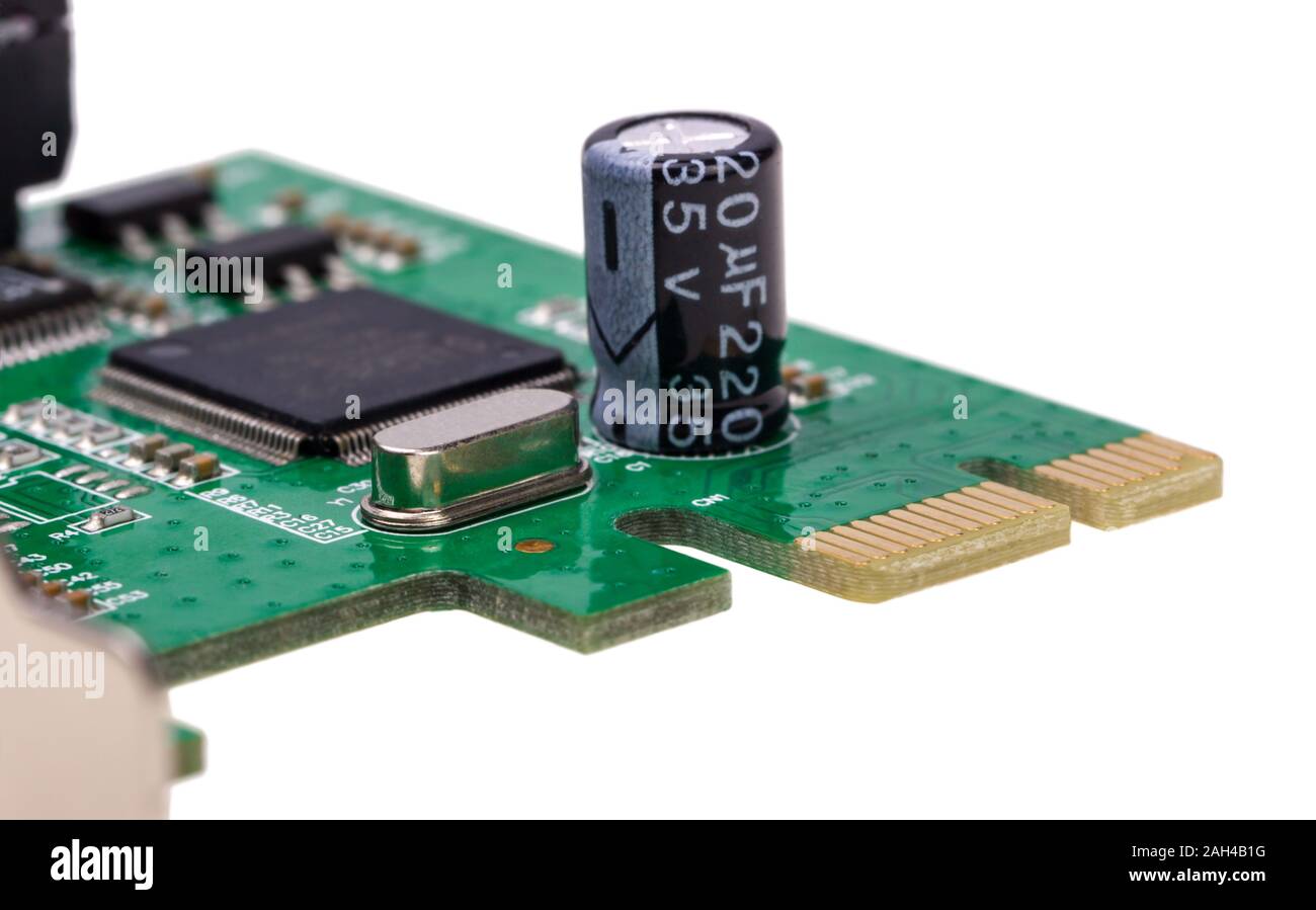 Computer digital input output port card isolated on white background ...