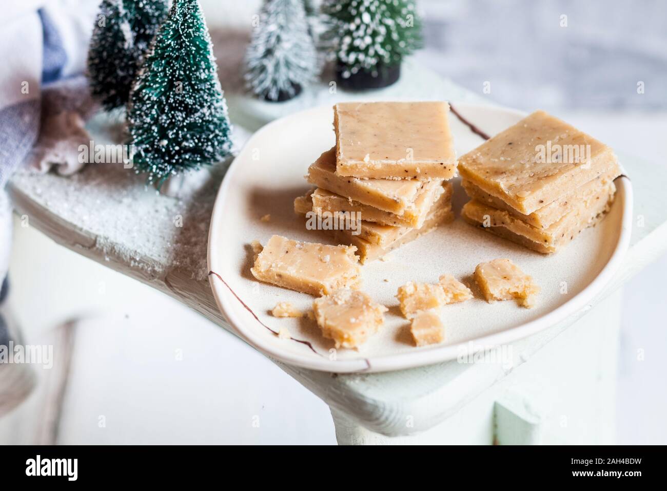 Tray of Christmas fudge Stock Photo