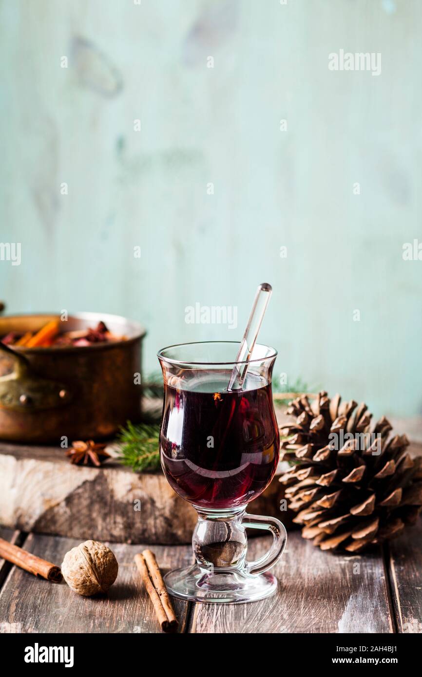 Close up of mulled wine in a glass Stock Photo