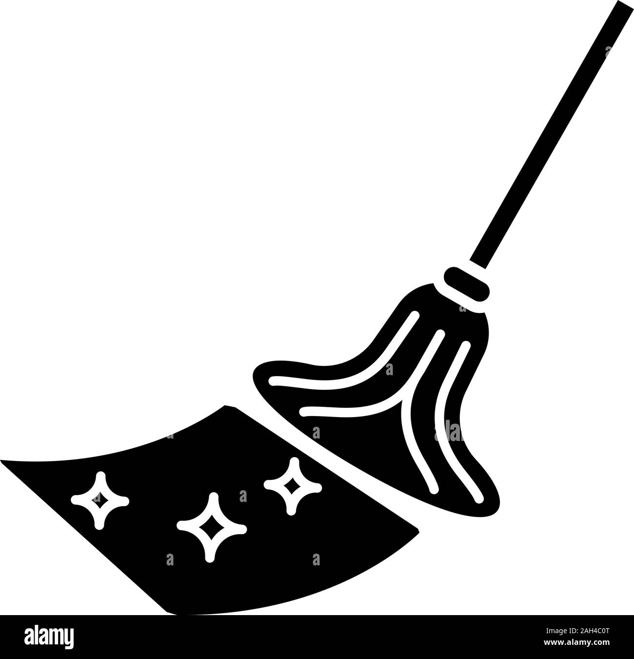 Cleaning mop glyph icon. Silhouette symbol. Mopping floor. Negative space.  Vector isolated illustration Stock Vector Image & Art - Alamy