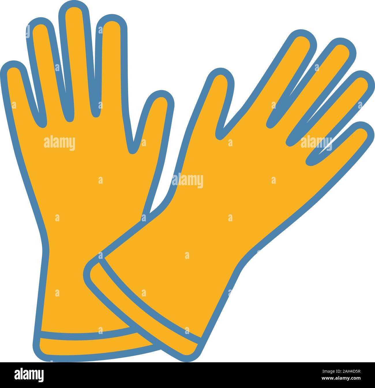 Household gloves color icon. Medical latex gloves. Isolated vector