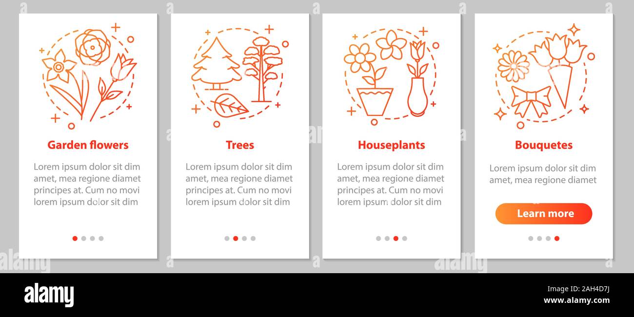 Plants onboarding mobile app page screen with linear concepts. Garden ...