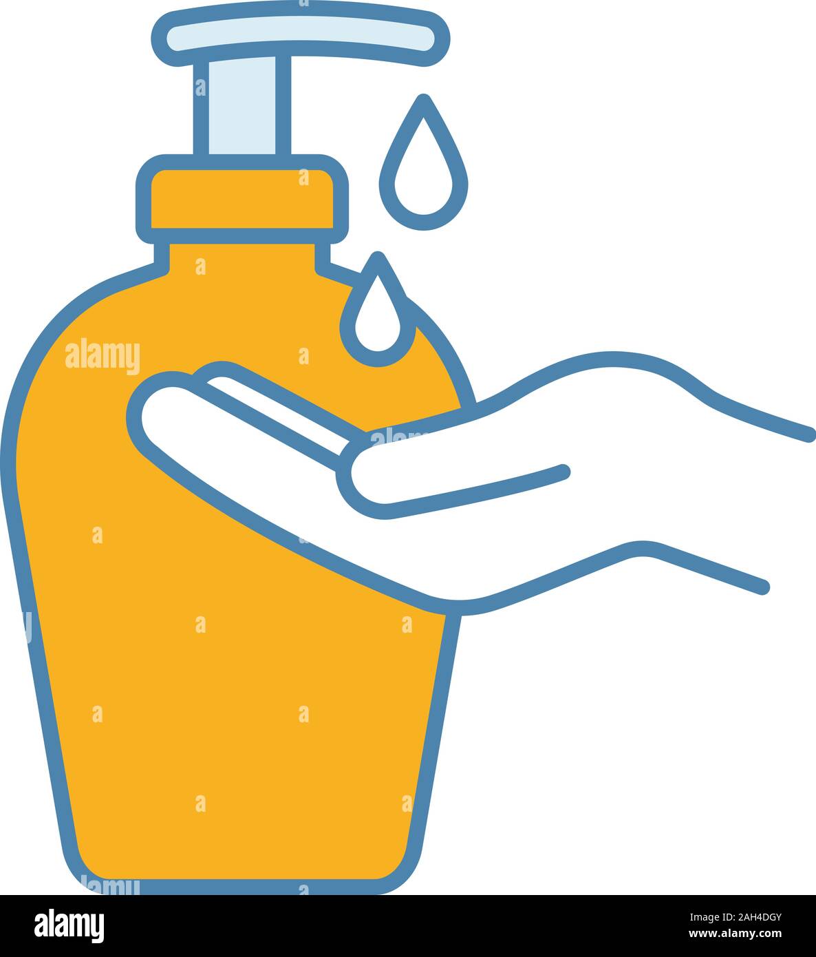 Hand soap color icon. Liquid antibacterial soap. Hands disinfection