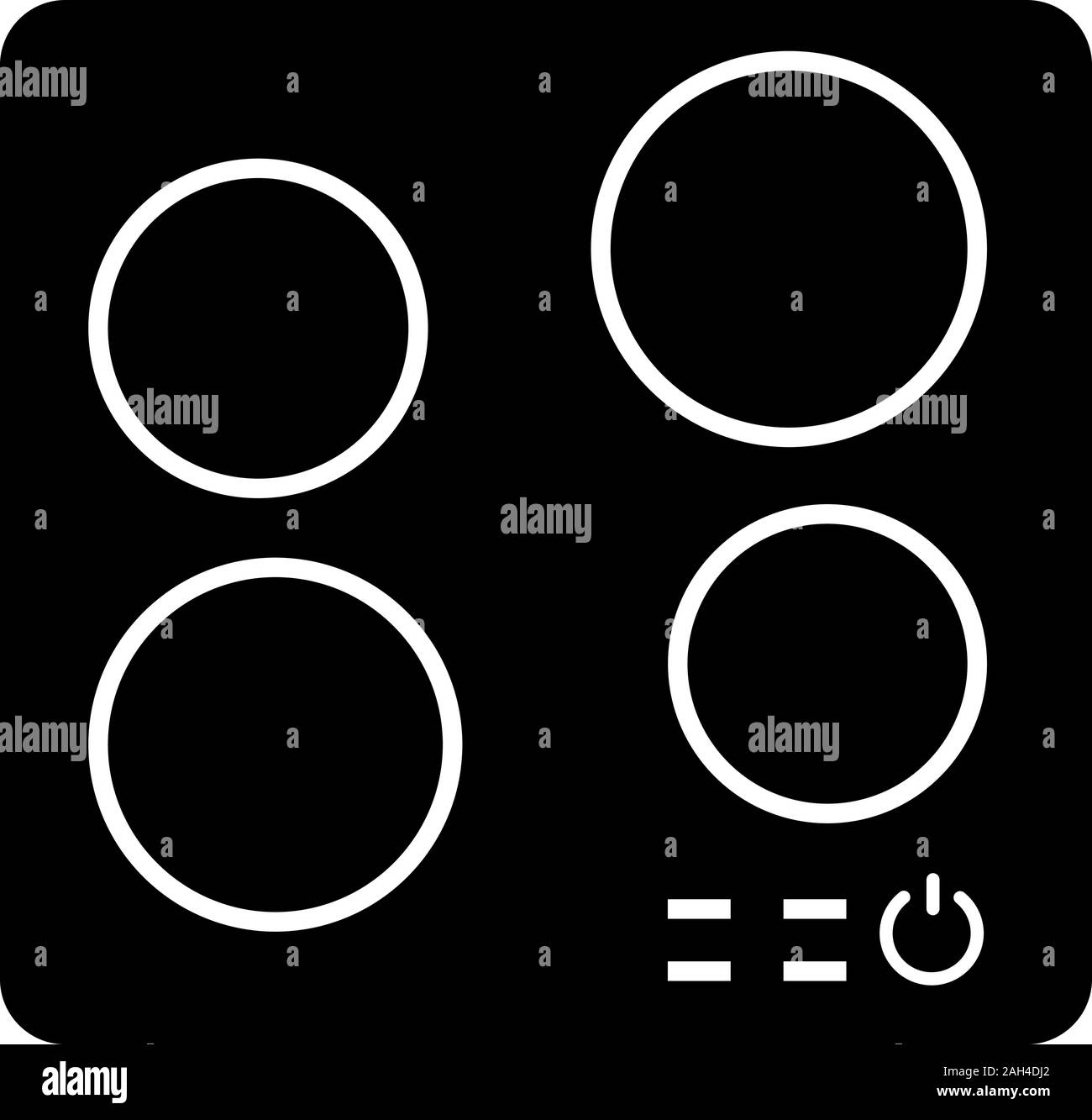 Electric induction hob glyph icon. Cooktop. Cooking panel, surface. Induction stove or built in cooker. Modern kitchen appliance. Silhouette symbol. N Stock Vector