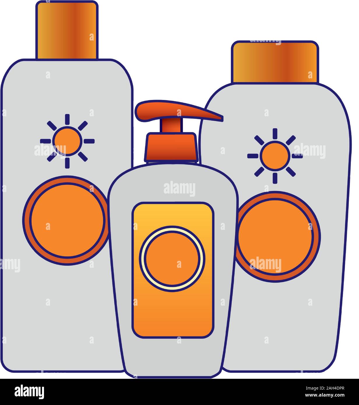 sunscreens bottles icon Stock Vector