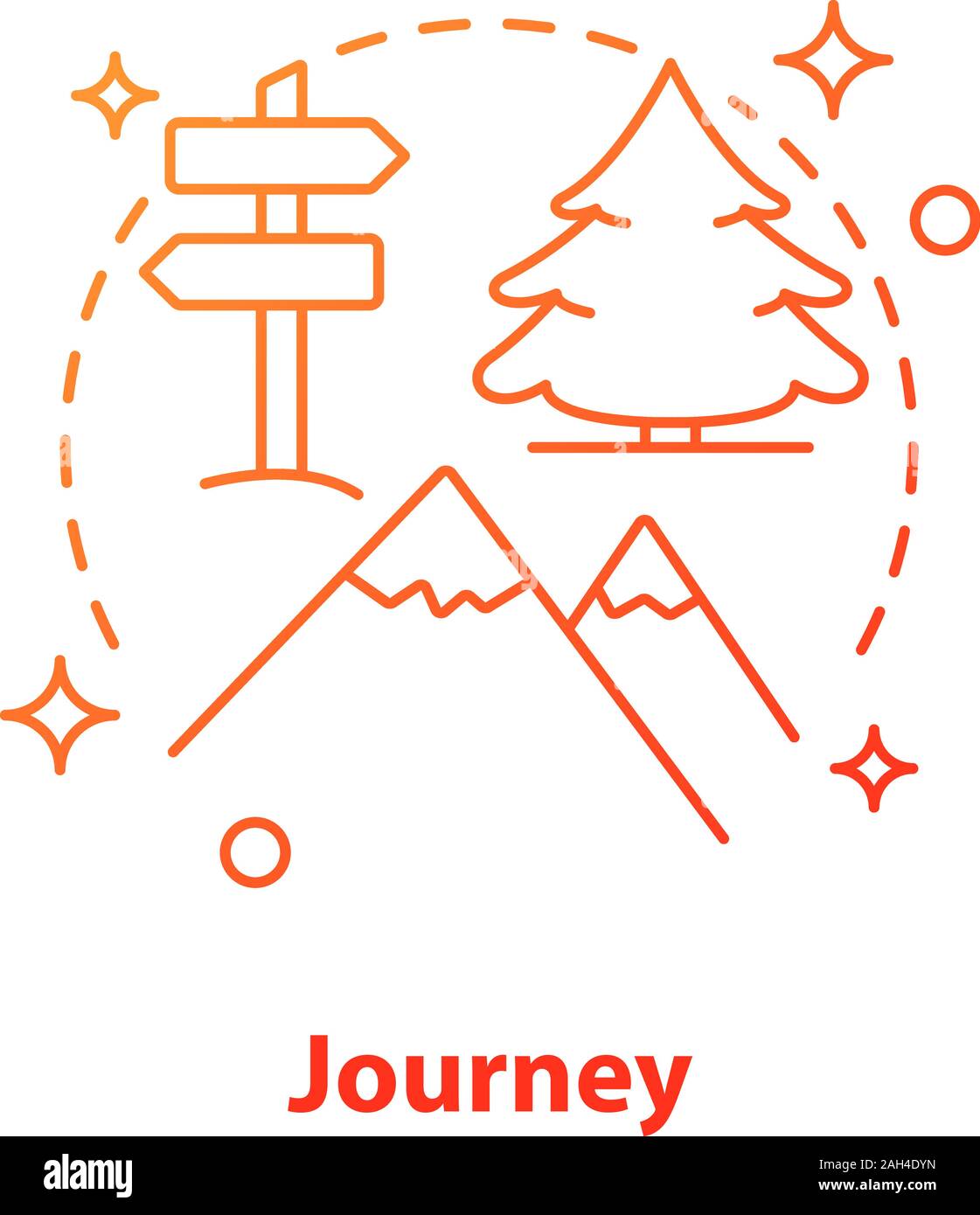Hiking concept icon. Journey. Mountain resort. Outdoor recreation idea ...