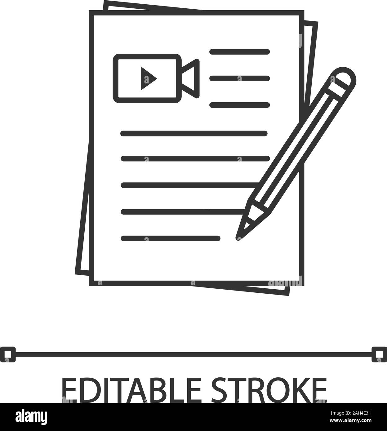 Movie scripts linear icon. Screenplay writing. Thin line illustration