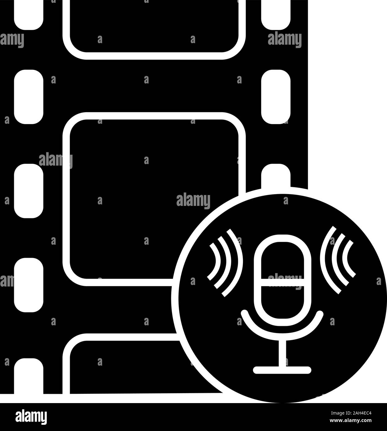 Audio recording glyph icon. Audio tape, cassette. Sound recording 