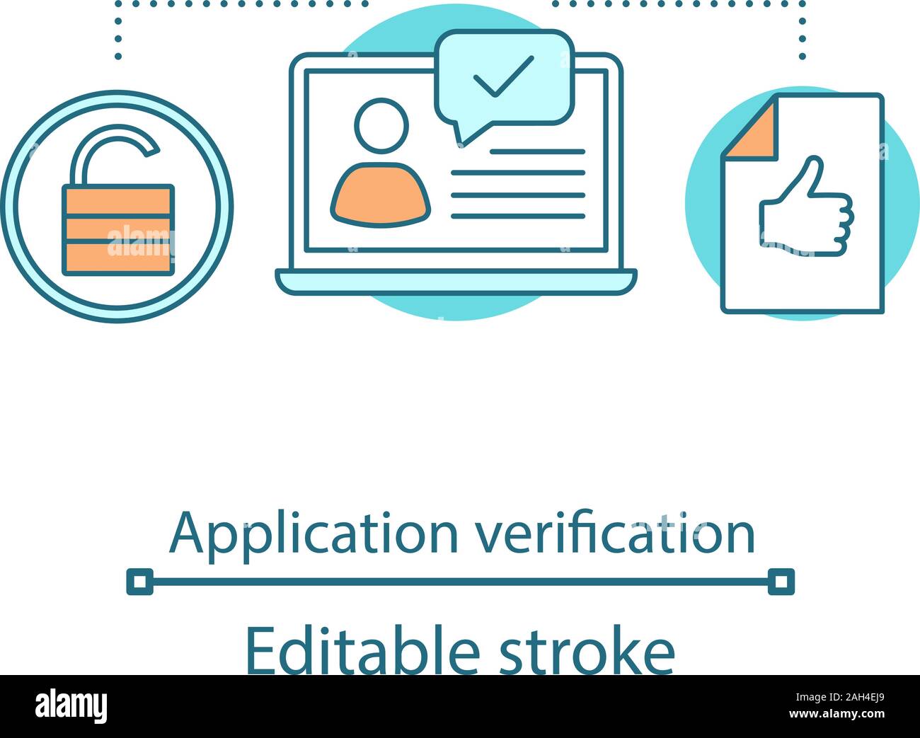 Job application verification concept icon. Successful authorization ...