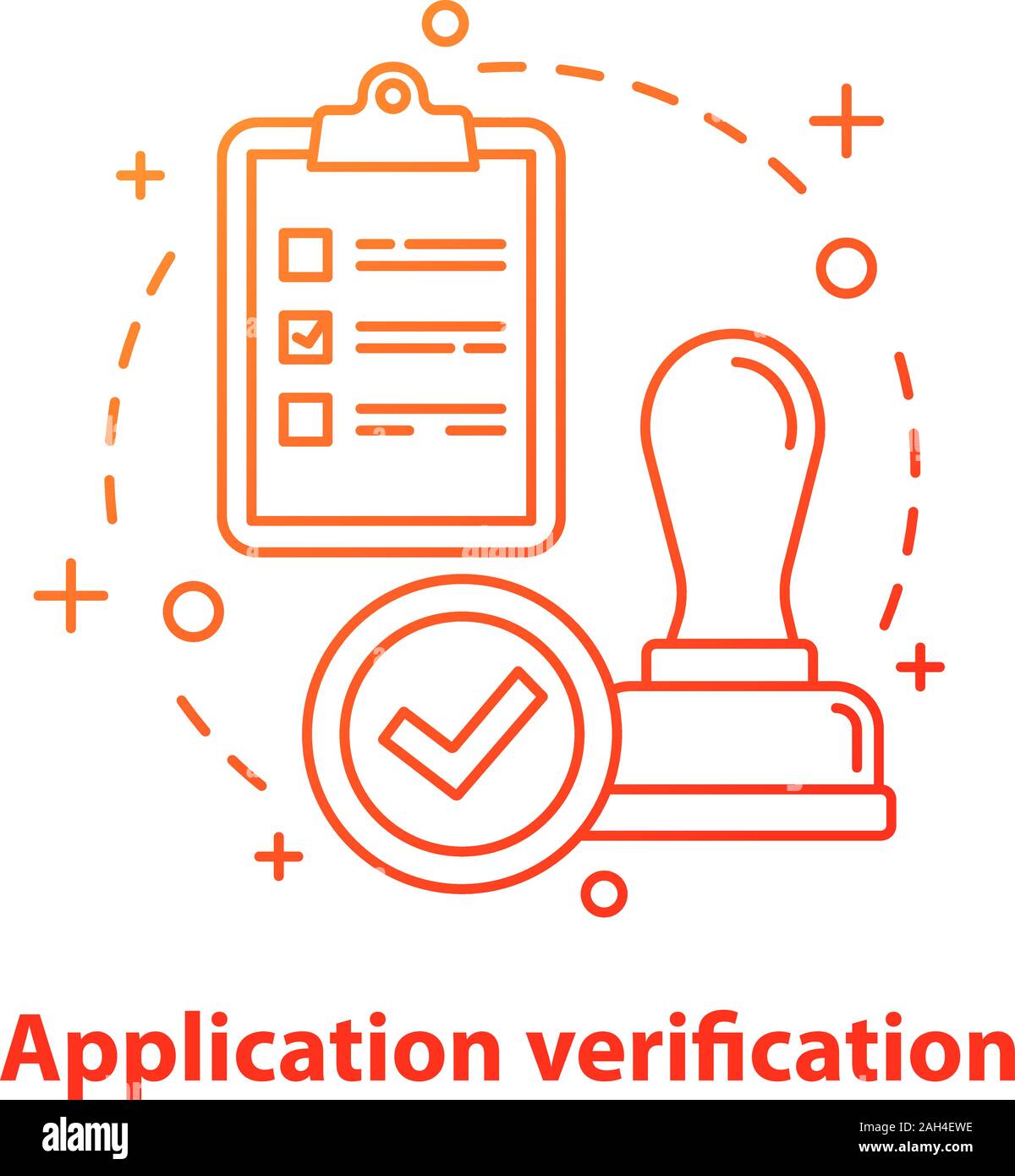 Application verification concept icon. Approval stamp idea thin line ...