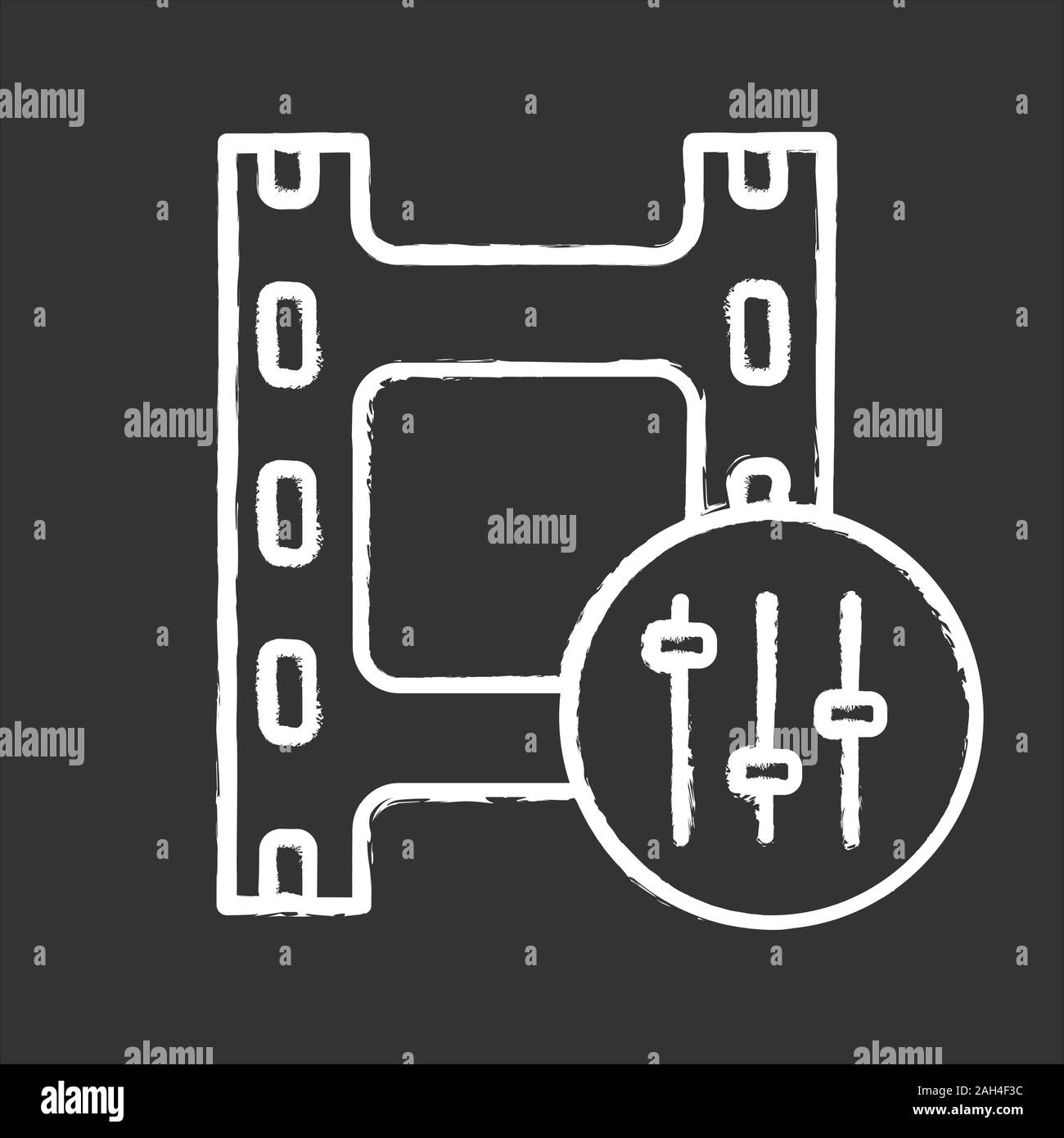 Sound mixer chalk icon. Audio equalizer. Mixing console. Voice acting
