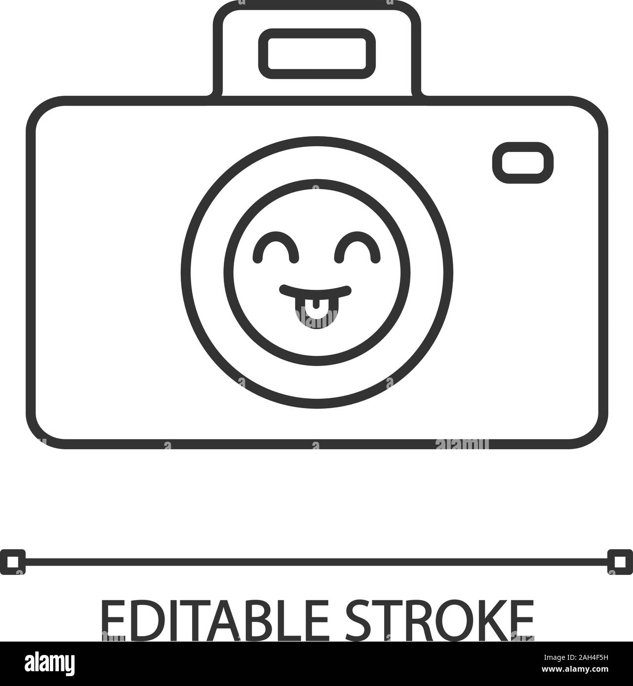 Smiling photo camera linear icon. Easy photographing. Thin line  illustration. Happy photo camera. Emoji, emoticon. Contour symbol. Vector  isolated out Stock Vector Image & Art - Alamy