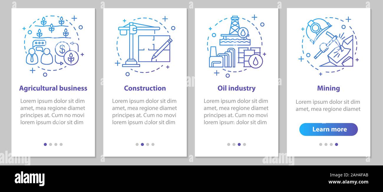 Industries onboarding mobile app page screen with linear concepts. Oil ...