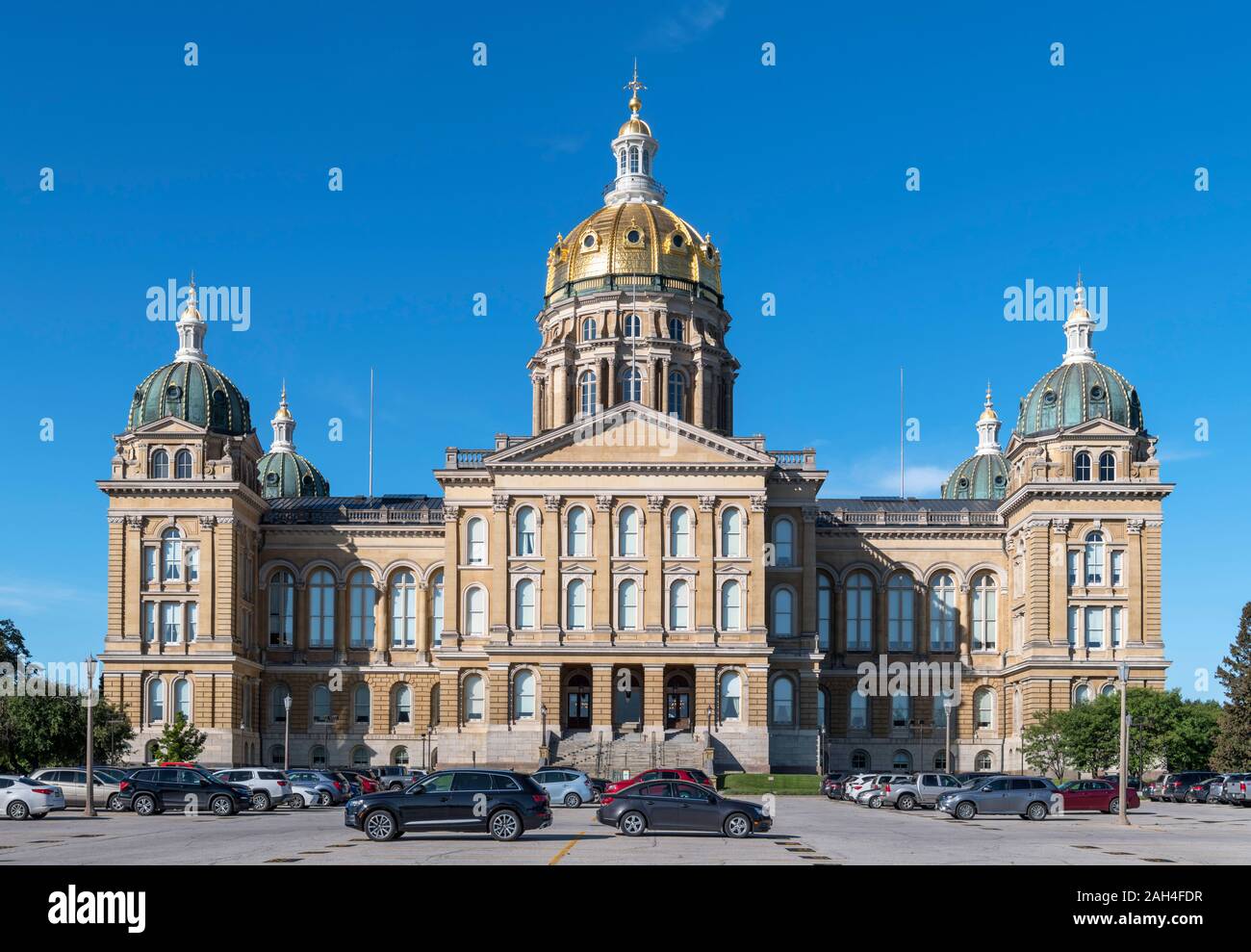Rear of the Iowa State Capitol (Iowa Statehouse), Des Moines, Iowa, USA. Stock Photo