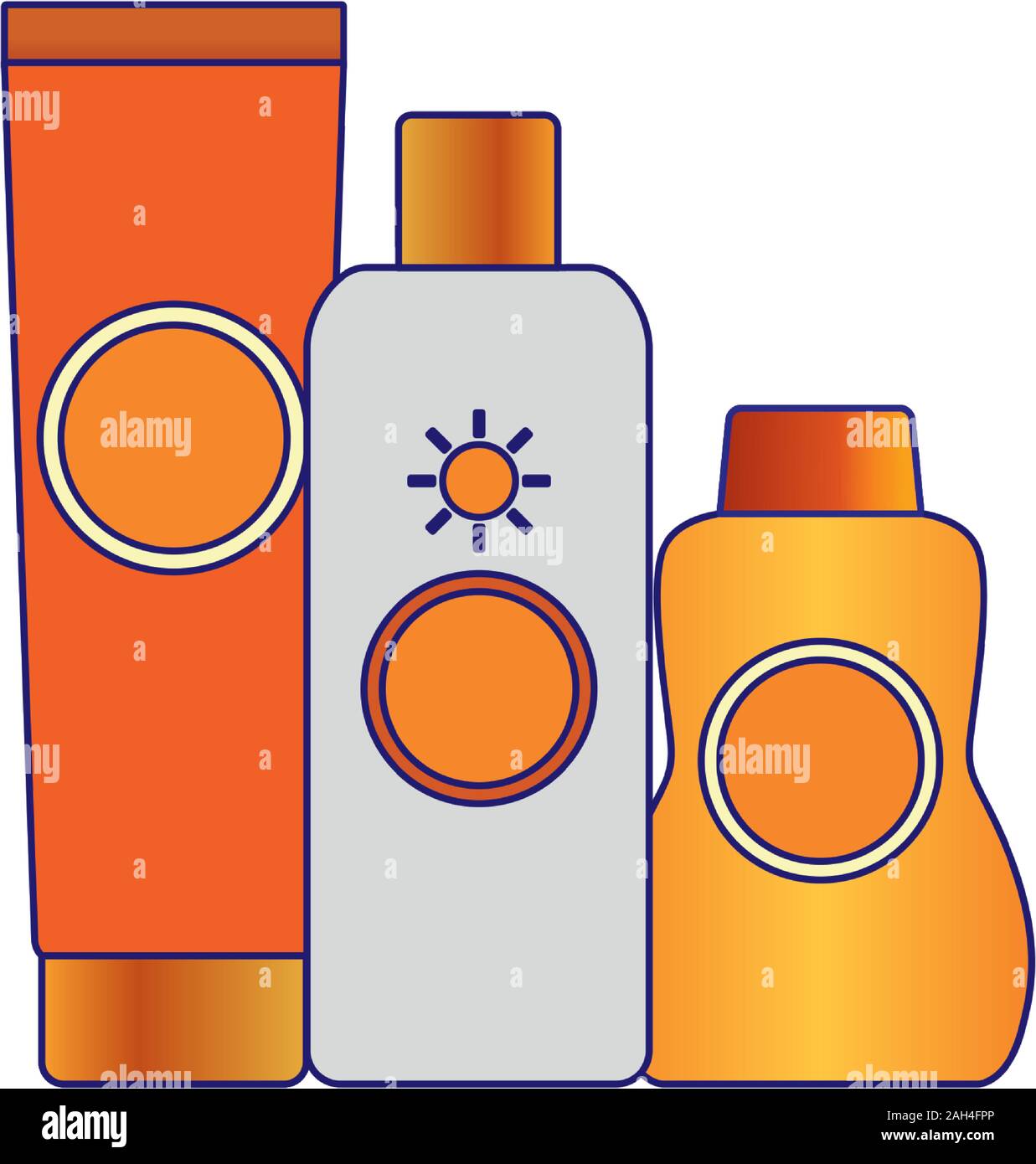 sunscreens bottles icon Stock Vector