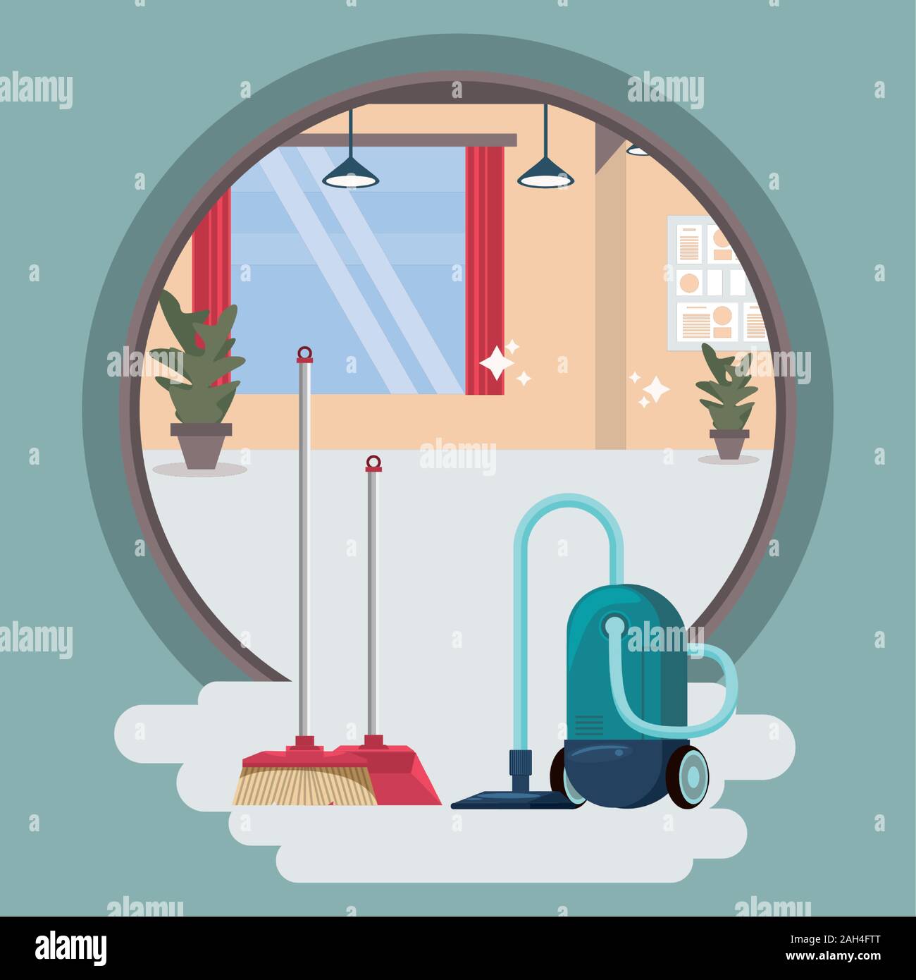 house room with housekeping equipment Stock Vector Image & Art - Alamy