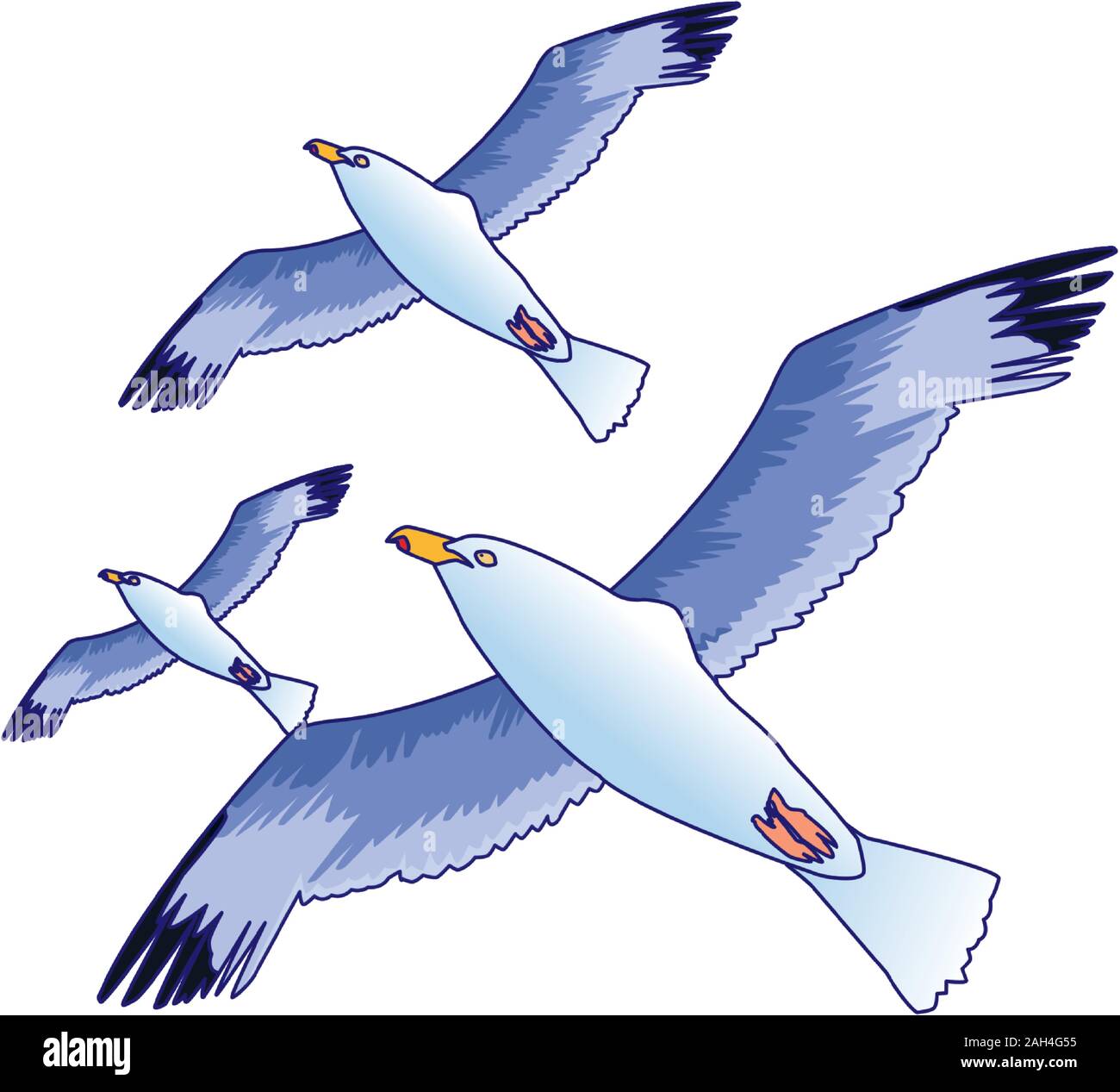 gulls flying icon over white background Stock Vector