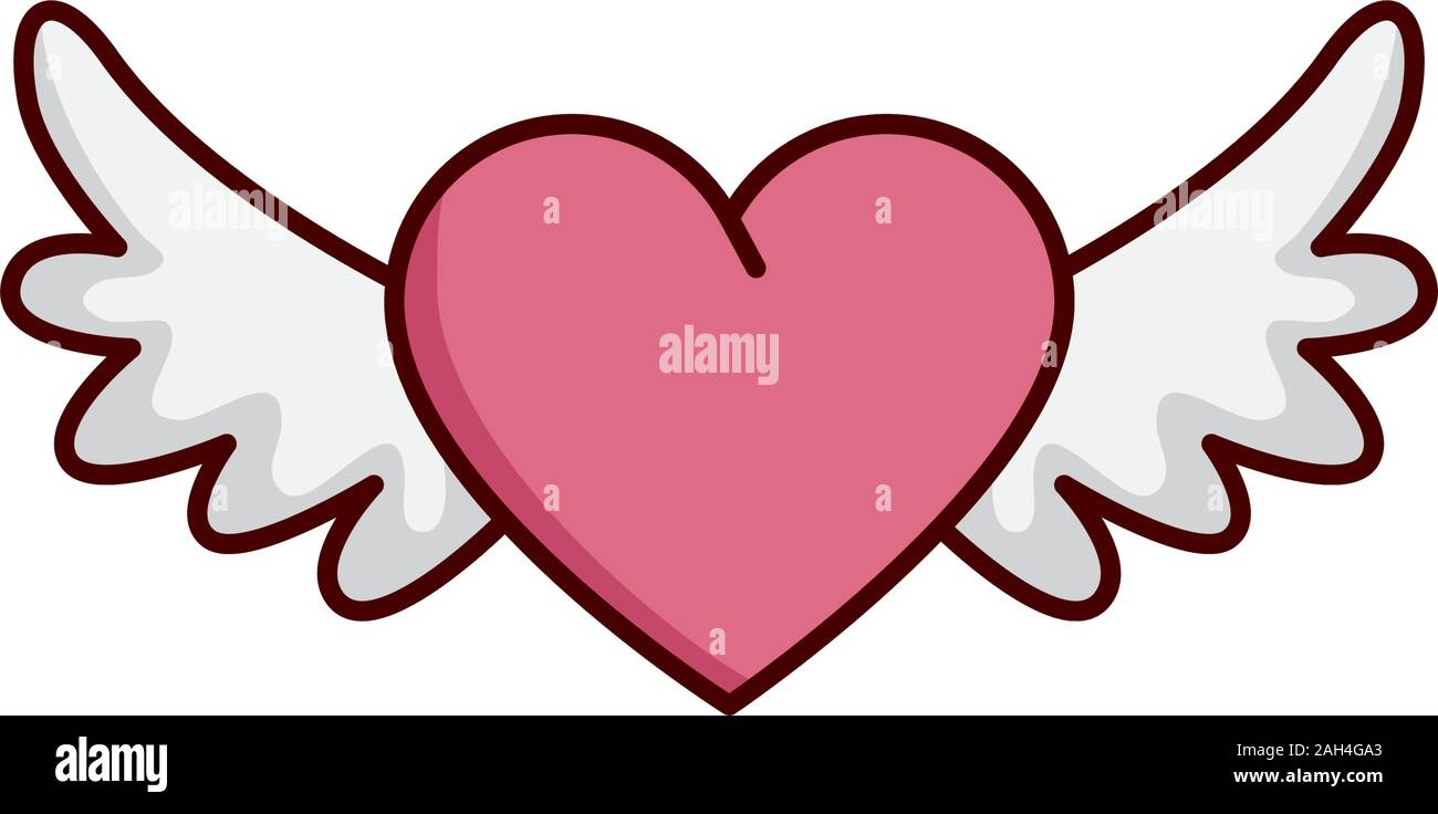 valentines day heart with wings isolated icon Stock Vector Image & Art ...