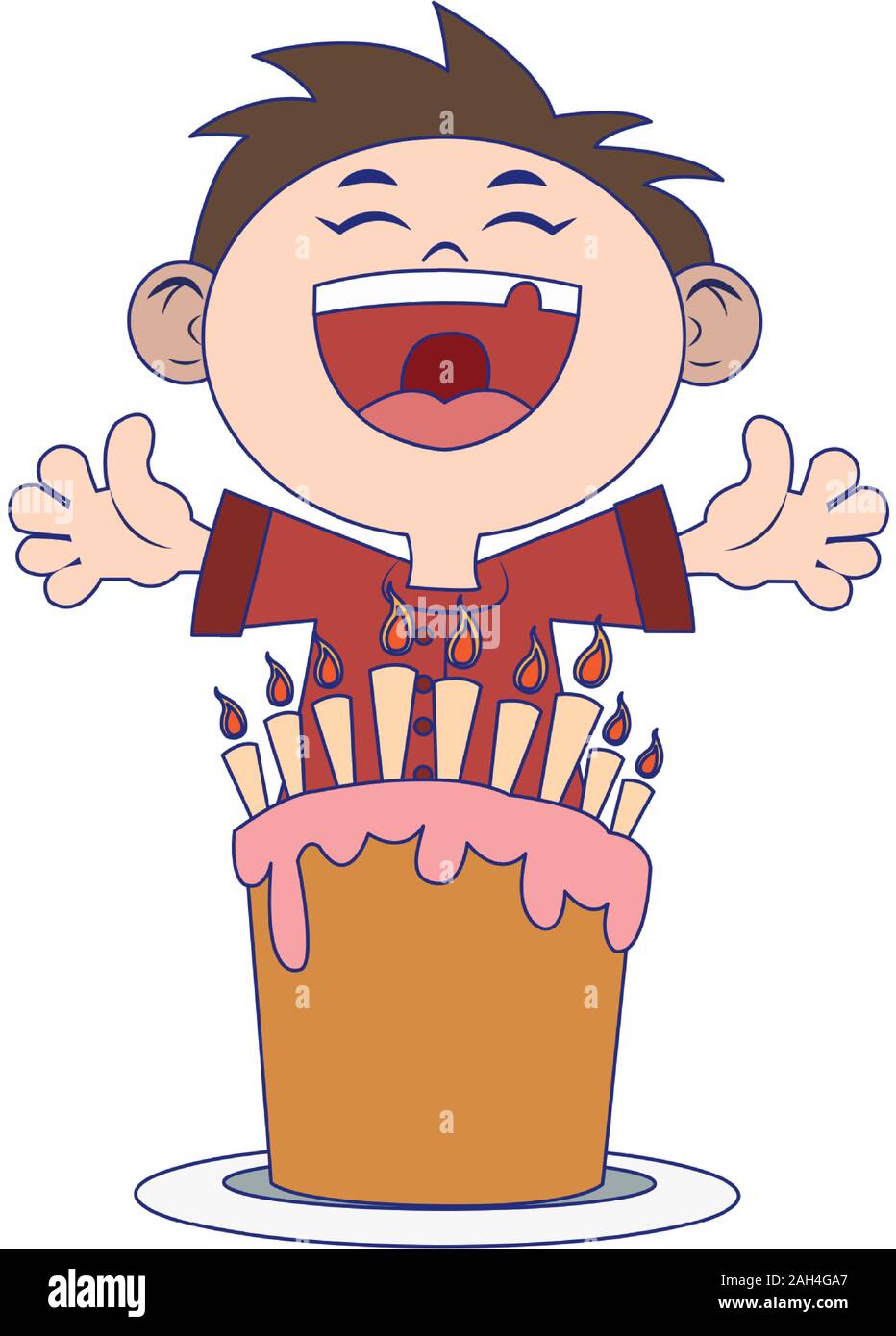 happy boy with birthday cake Stock Vector Image & Art Alamy