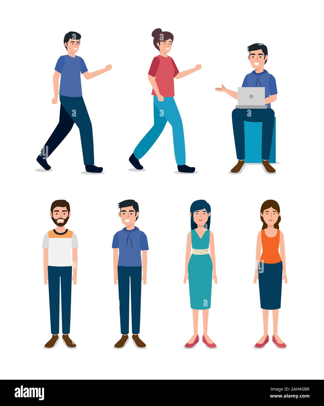 group of young people avatar character Stock Vector Image & Art - Alamy