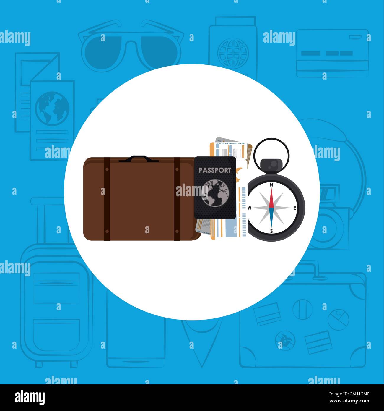world travel scene with set icons Stock Vector Image & Art - Alamy