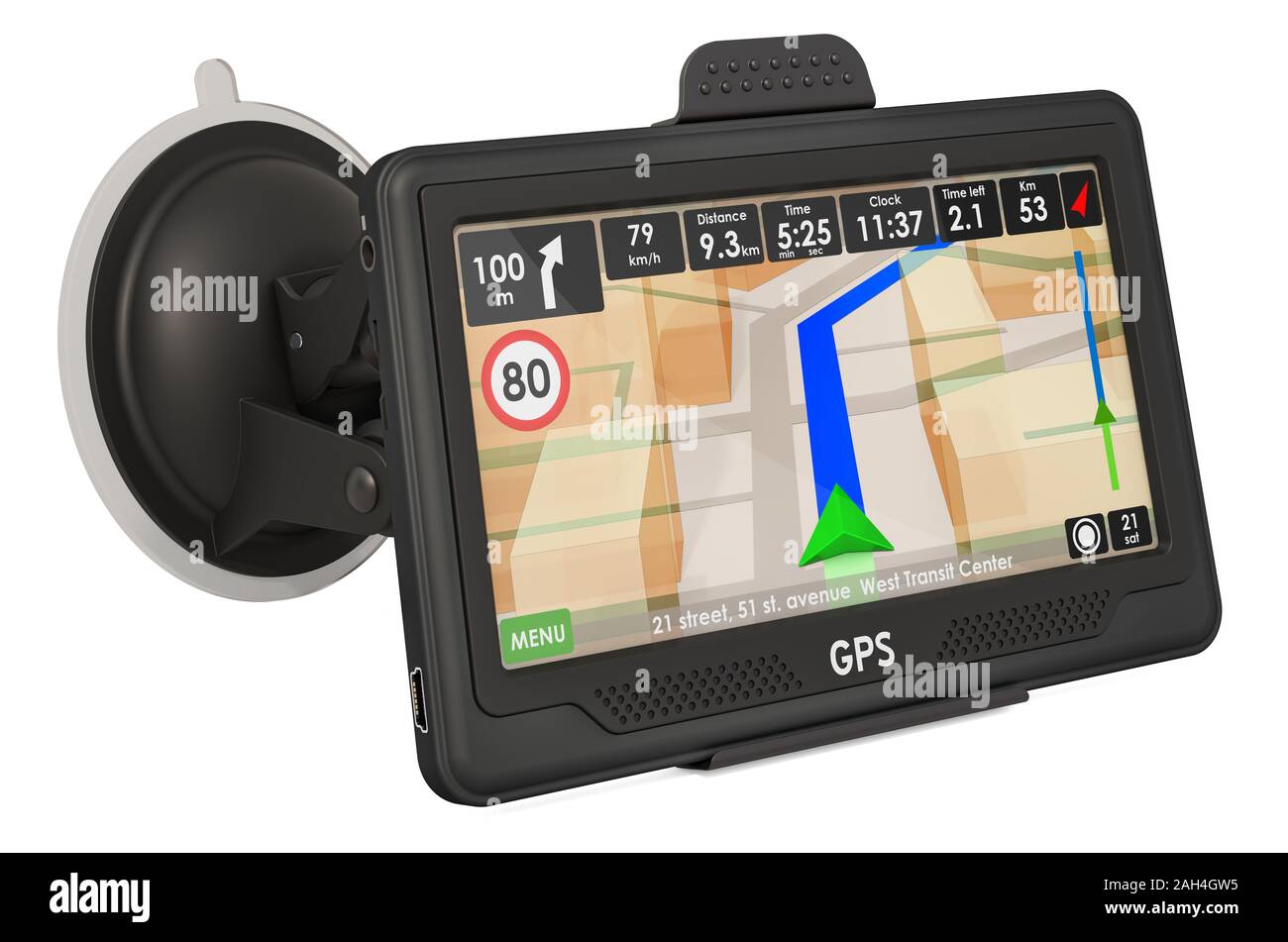 GPS navigation device, 3D rendering isolated on white background Stock