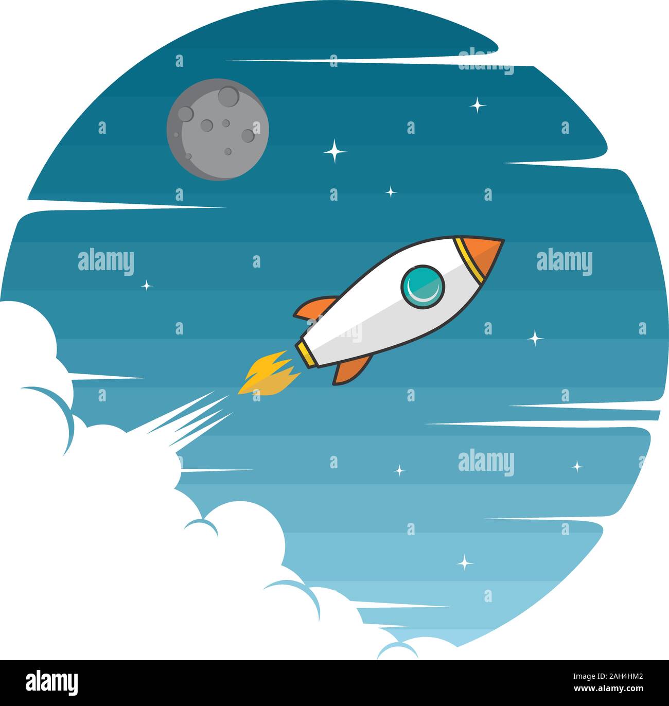 Traveling Rocketship rocket ship launch space travel theme vector art Stock Vector Image ...