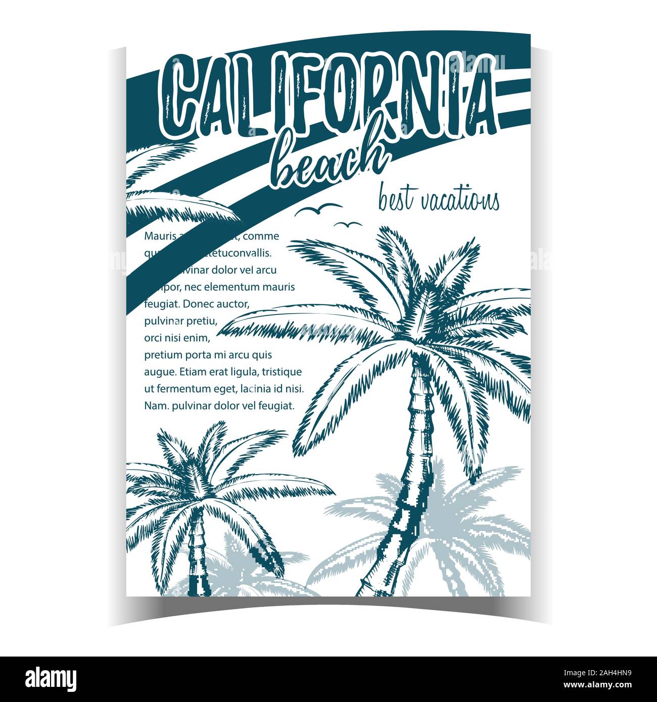 Tropical Palms of California Beach Banner Vector Stock Vector