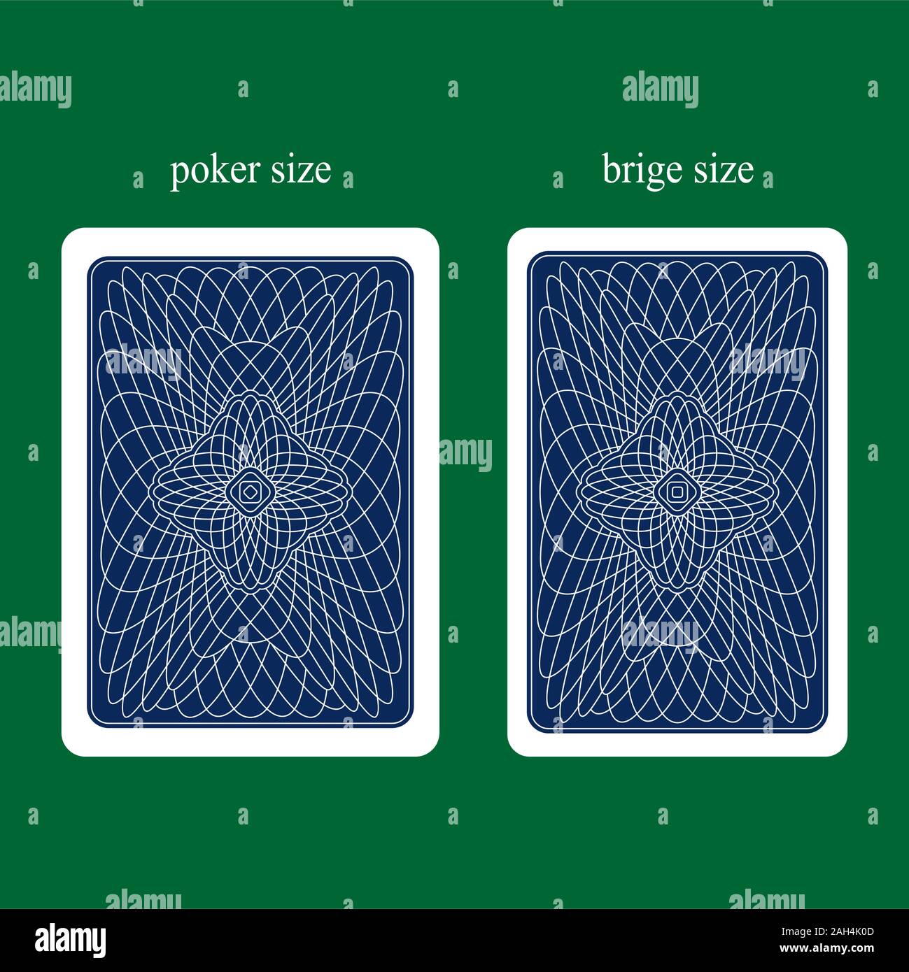 Reverse Side of the Playing Card. Two Options are the Poker Size & the Bridge Size. Stock Vector